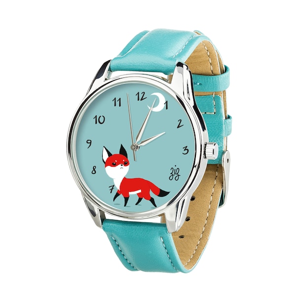 Little Fox Watch/ Blue Watch/ Fox Watch/ Red Fox Watch/ Animal Watch/ Women Gift Watch/ Cute Fox Watch/ Light Blue Watch/ Cute Blue Watch