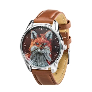 Fox Watch/ Brown Watch/ Red Fox Watch/ Animal Watch/ Women Gift Watch/ Cute Fox Watch/ Unisex Watch/ Fox Lover Gift/ Brown Fox/ Men&#39;s Watch