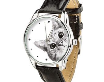 Cat Watch/ Black White Cat Watch/ Black White Watch/ Cute Cat Watch/ Women&#39;s Watches / Cat Lover Watch/ Cat Gift/ Animal Watch/ Funny Cats