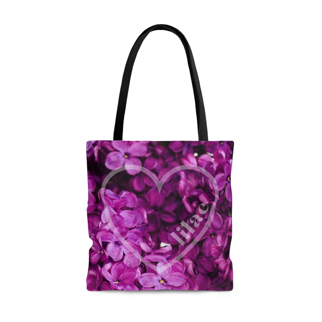 Lilac Flowers Heart Tote Bag in 3 Sizes Etsy