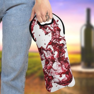 Insulated Wine Tote Bag with Wine Glass Splash