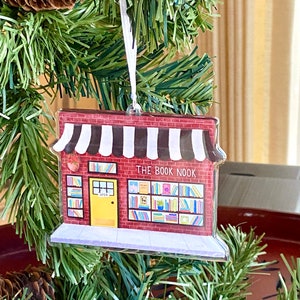 Book Shop Ornament, Bookish Gift Package Tie On, Bookish Ornament, Reader Stocking Stuffer, Reader Christmas Ornament, Tiny Shops Ornaments