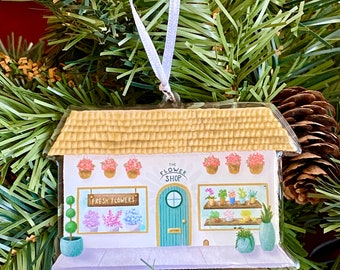 Flower Shop Ornament, Gift Package Tie On, Flower Ornament, Flower Stocking Stuffer, Florist Christmas Ornament, Tiny Shop, Green Thumb Gift