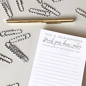 Drink Your Damn Water Notepad, 100 Sheet Notepad, Water Reminder, Hydration Reminder, Drink Up, Office Gifts, Funny Coworker Gifts