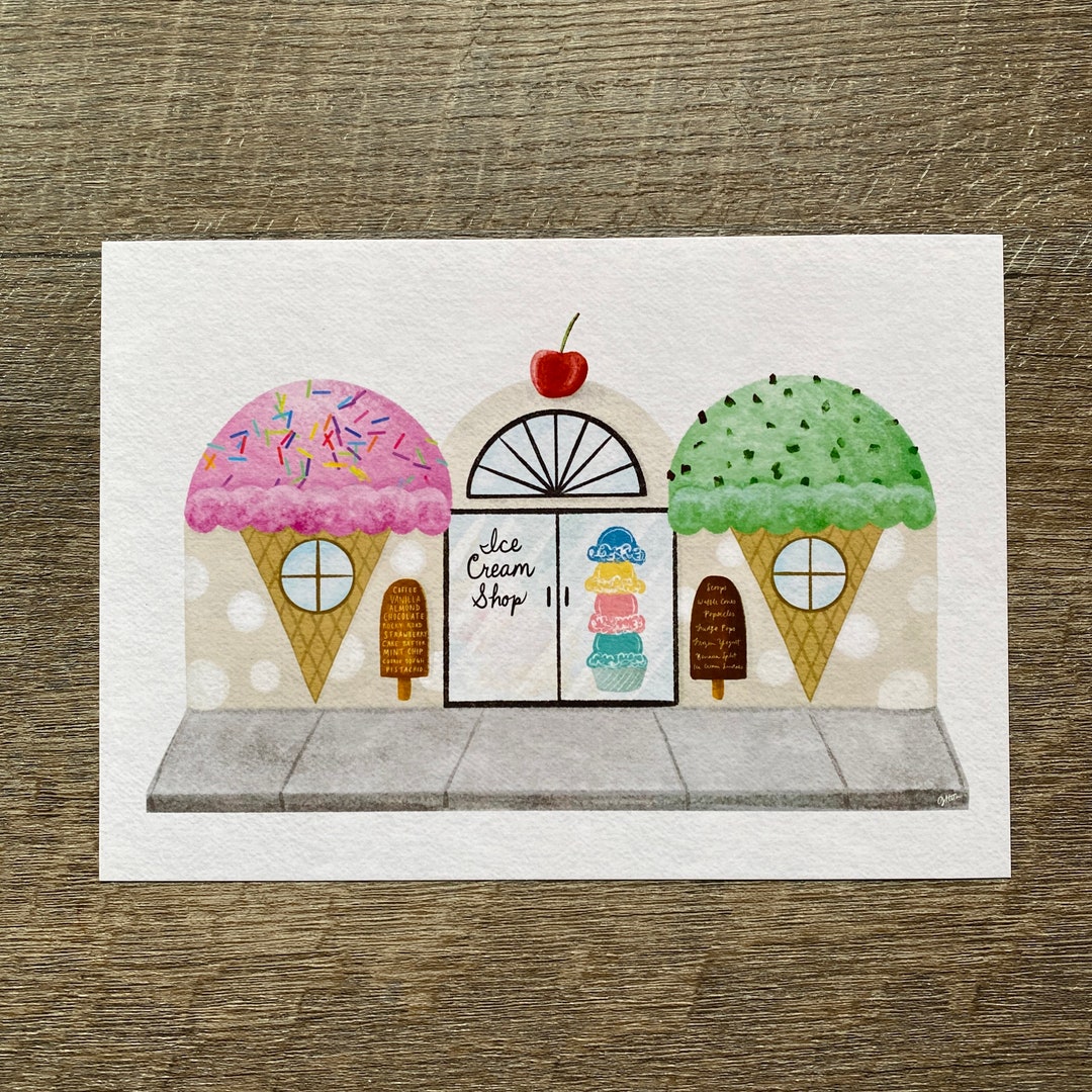 Small Art Print, 5x7 Ice Cream Shop Art Print, Sweet Treats Art Print