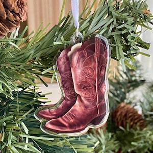Cowboy Boots Ornament, Texas Gift Package Tie On, Texas Charm, Texas Stocking Stuffer, Texas Christmas Ornament, Gift for Texan, Texan Gift