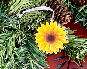 Sunflower Christmas Ornament, You are My Sunshine Ornament, Xmas Package Tie On, Acrylic Holiday Ornament, Wildflower Ornament, Western Xmas