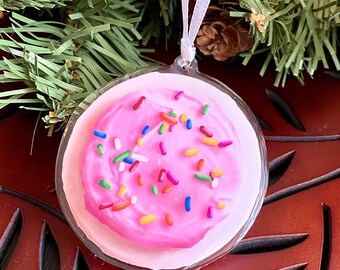 Sugar Cookie Ornament, Gift Package Tie On, Cookie Charm, Cookie Stocking Stuffer, Foodie Christmas Ornament, Gift for Baker, Cookie Decor