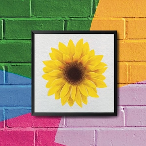 Mini Art Print, 4x4 Flower Art Print, Sunflower Art Print, Gift for Flower Lover, Flower Art Print, Yellow Flower Print, Western Flower Art