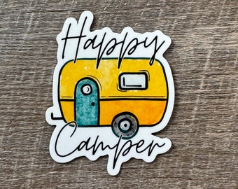 Happy Camper Magnet, Vida de camping, Vida de RV, Imán de camping, Decoración de camping, Vida al aire libre, Decoración natural, Imán de camping, Arte del parque estatal