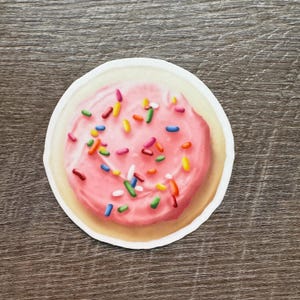 Autocollant rose pour biscuits au sucre glacé, Autocollant en vinyle résistant aux intempéries pour ordinateur portable, Autocollant pour bouteille d'eau, Autocollant imperméable, Cadeaux boulanger