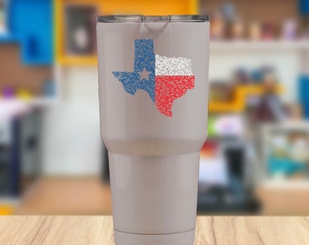 Texas Sticker, Weatherproof Vinyl Sticker for Laptop, Sticker for Water Bottle, Red White Blue Dots, Texas Pride, Western Gift, Texan Gift