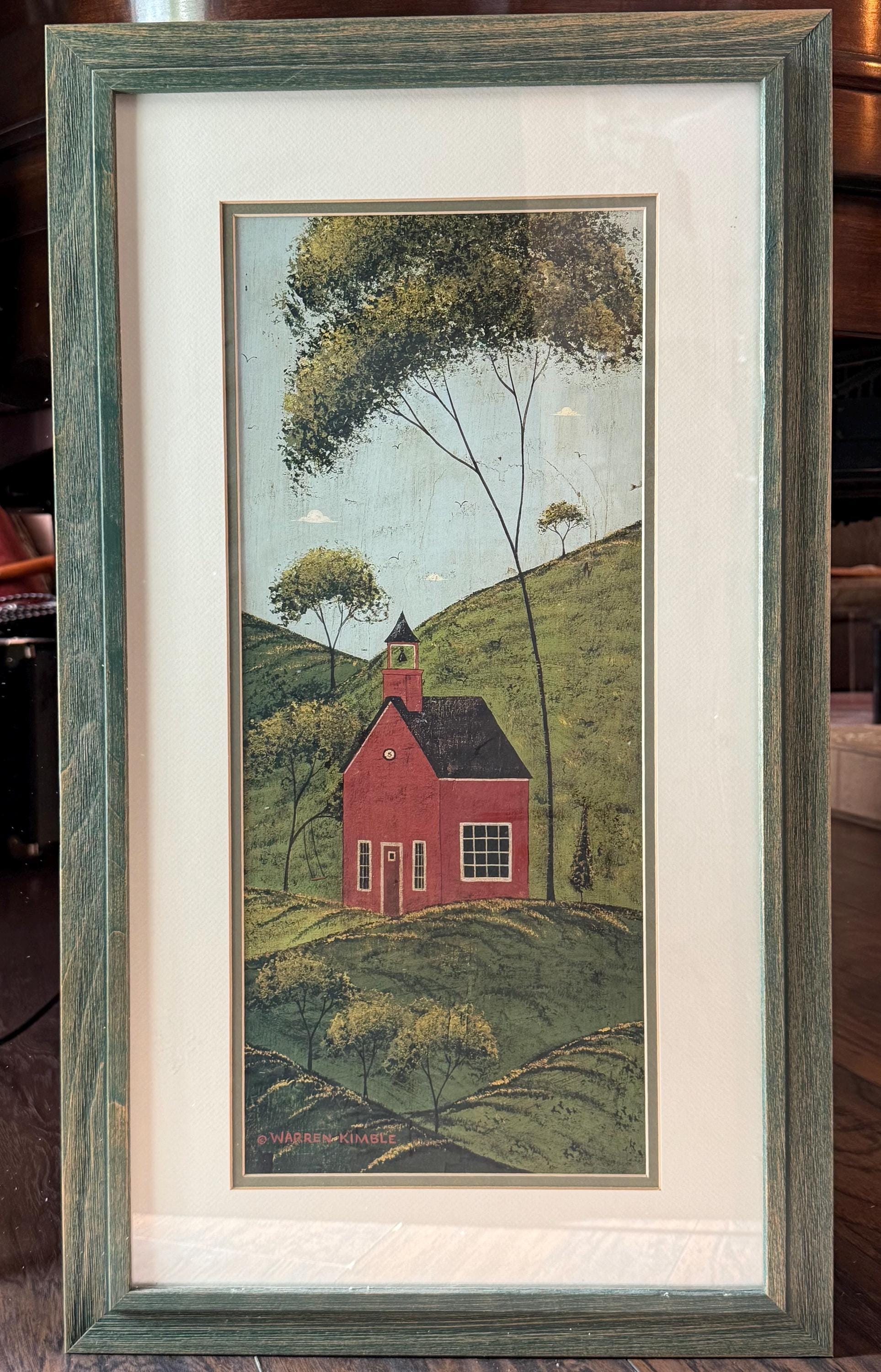 Warren Kimble Pair of Prints -“red Schoolhouse, White Church