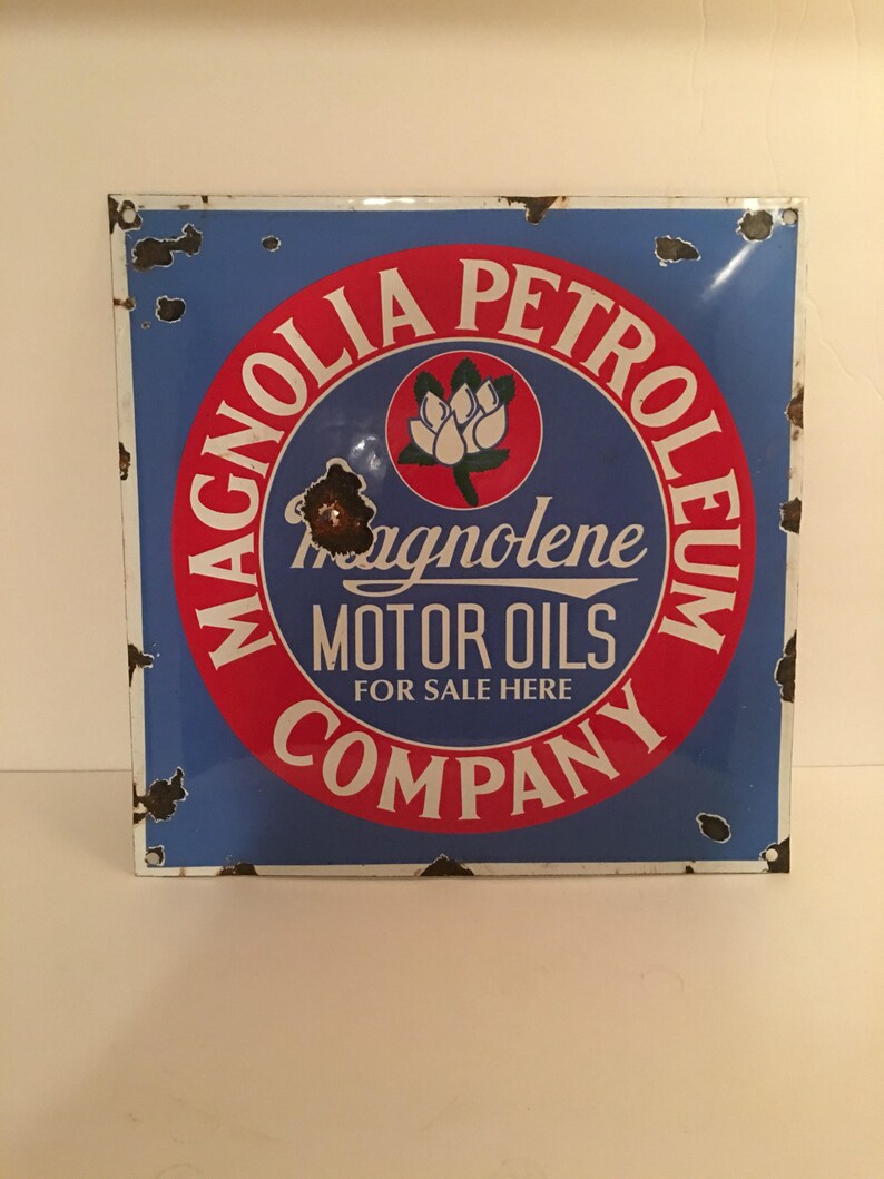 Magnolia Petroleum Porcelain Sign Etsy