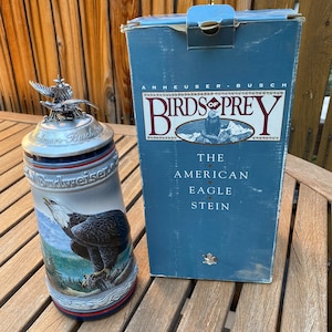 Original 1991 Numbered Anheuser-Busch Ceramic Birds of Prey Bald Eagle Stein