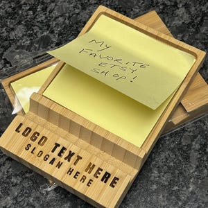 Personalized Bamboo Memo Pad and Phone Holder – Laser Engraved Desk Set image 2