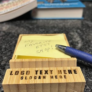 Personalized Bamboo Memo Pad and Phone Holder – Laser Engraved Desk Set image 5