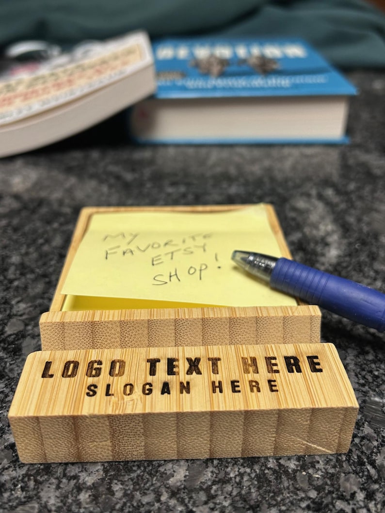 Personalized Bamboo Memo Pad and Phone Holder – Laser Engraved Desk Set image 5