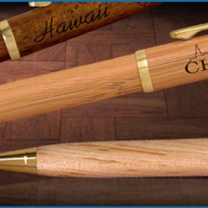 Personalized engraved Pens - Rosewood, Maple or Bamboo