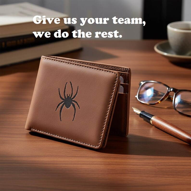 Custom Team Logo Leatherette Wallet | Engraved Trifold Billfold image 2