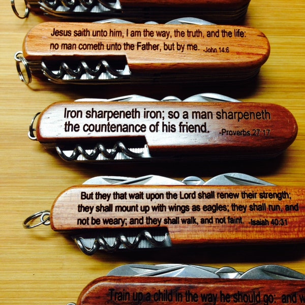 Bible Verse Pocket Knife - Laser Engrave your favorite verse - Give to a friend, church member, birthday gift!
