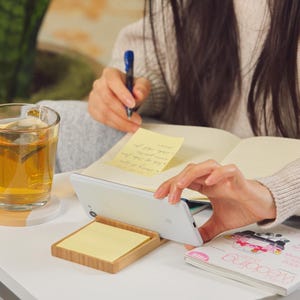 Personalized Bamboo Memo Pad and Phone Holder – Laser Engraved Desk Set image 8