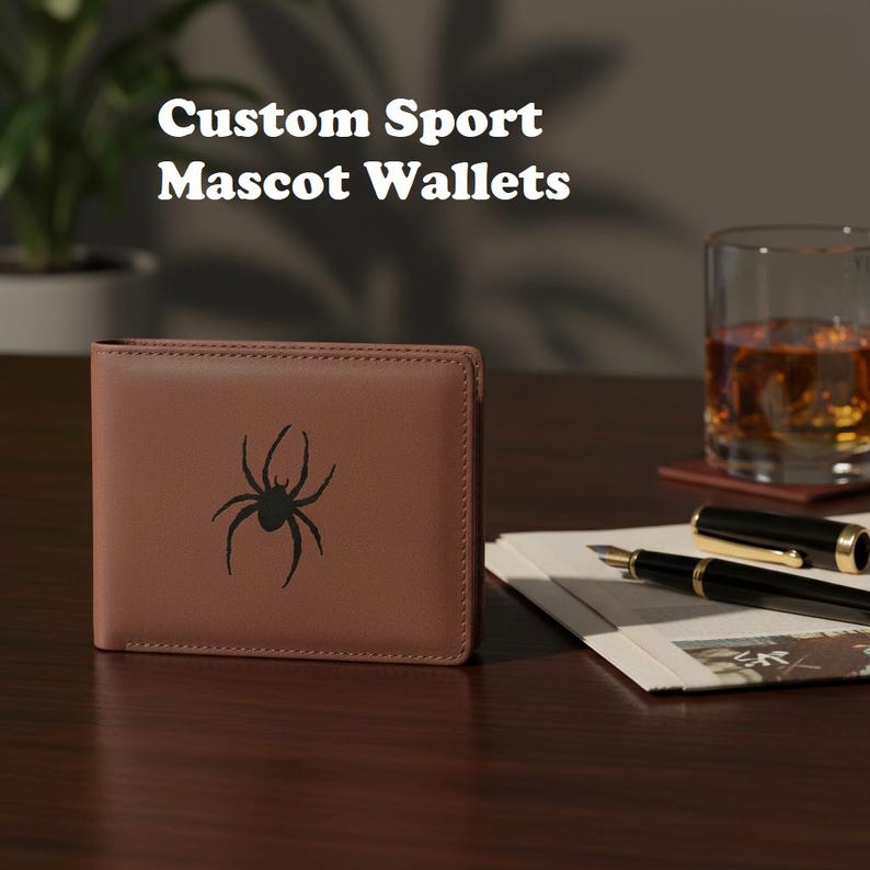 Custom Team Logo Leatherette Wallet | Engraved Trifold Billfold image 1