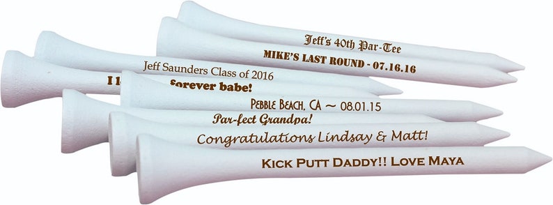 Set of 100 Personalized Golf Tees Laser Engraved 2.75 inch Custom Golf Tees image 1