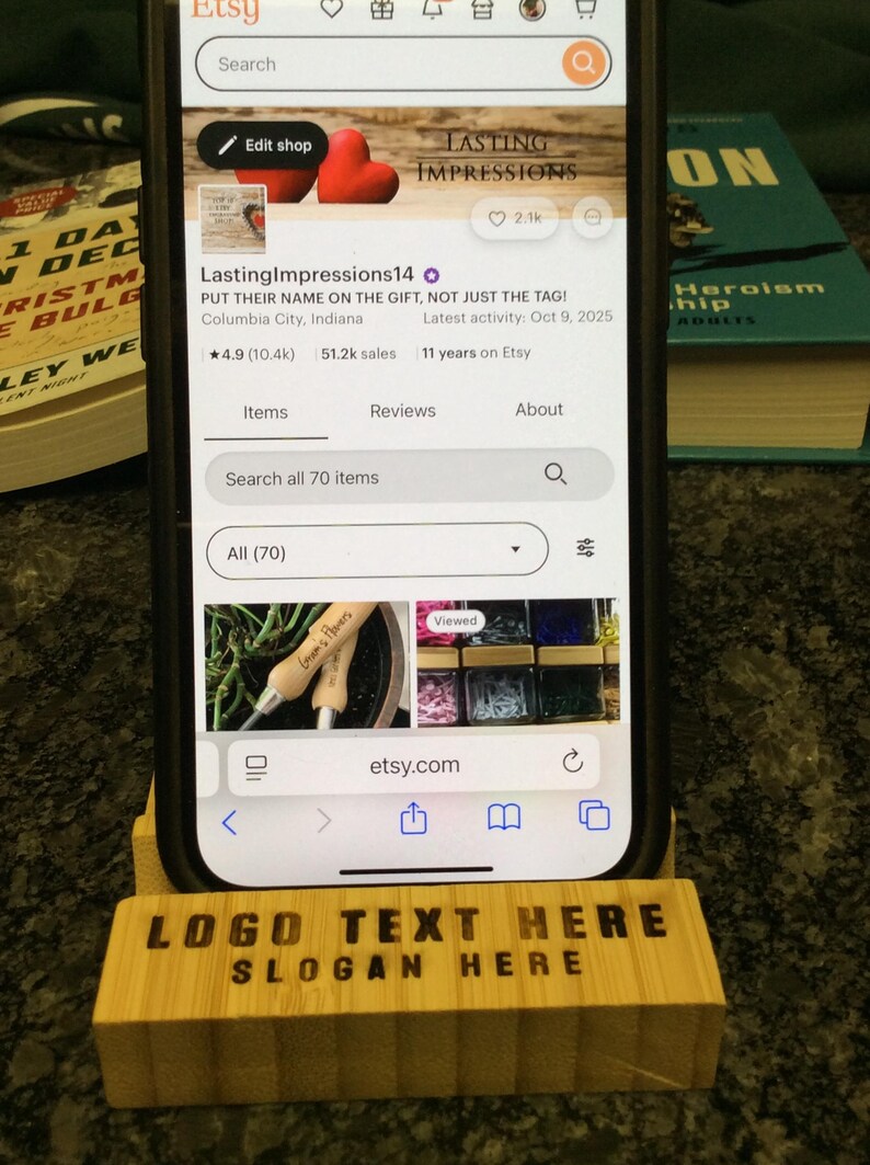 Personalized Bamboo Memo Pad and Phone Holder – Laser Engraved Desk Set image 4
