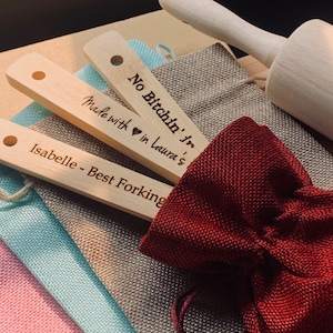 Personalized Kitchen Tool Set - 3 Piece Gift Set - Spoon, Spatula, Spork + Gift Bag Included