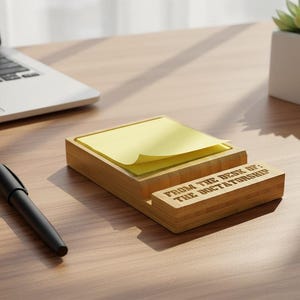 Personalized Bamboo Memo Pad and Phone Holder – Laser Engraved Desk Set image 6