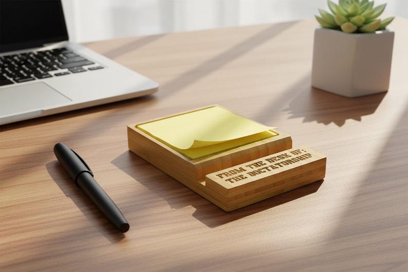 Personalized Bamboo Memo Pad and Phone Holder – Laser Engraved Desk Set image 6