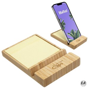 Personalized Bamboo Memo Pad and Phone Holder – Laser Engraved Desk Set image 7