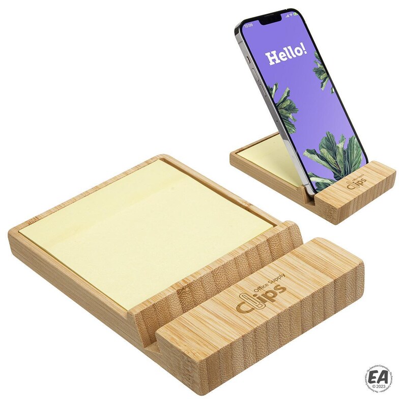 Personalized Bamboo Memo Pad and Phone Holder – Laser Engraved Desk Set image 7