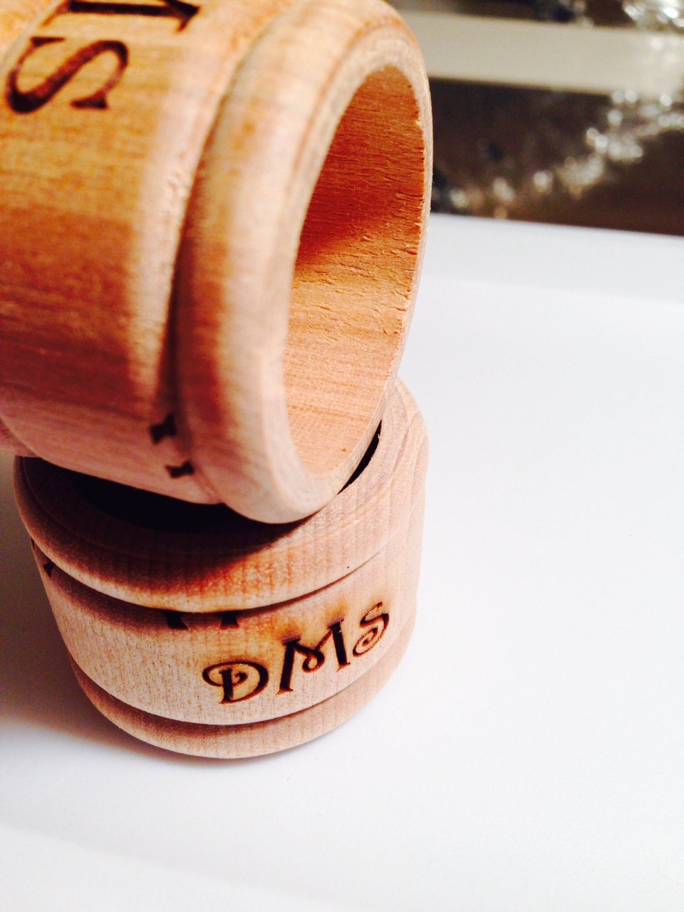 Personalized Wooden Napkin Rings Your Name or initials Etsy