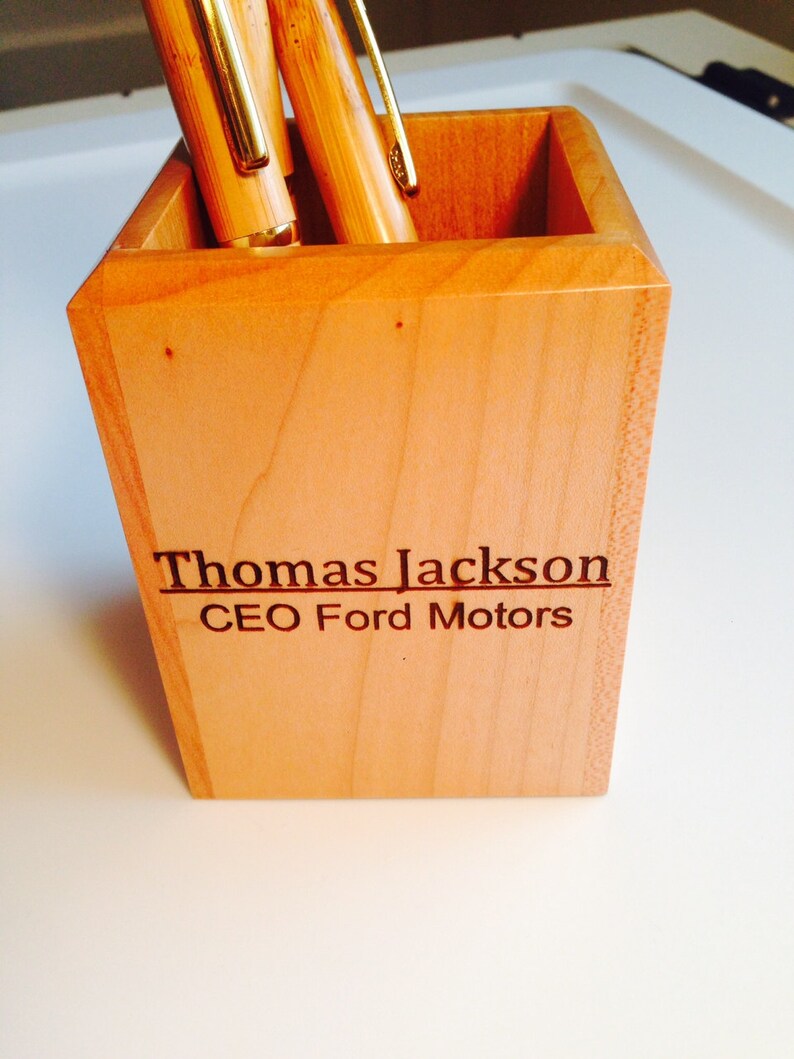 Engraved Pencil Holder. Personalized Maple With YOUR NAMES and Etsy