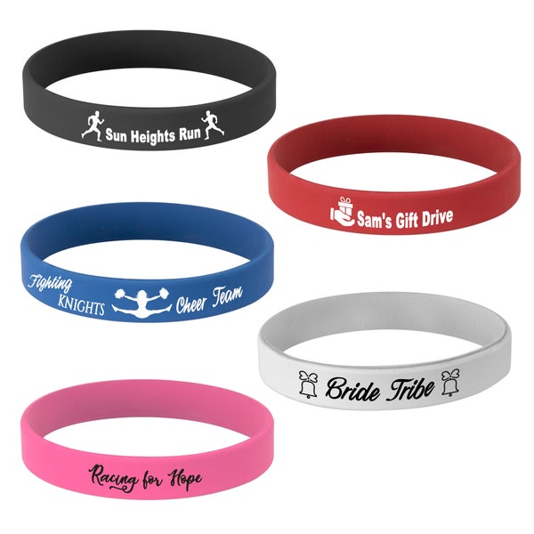 Custom Personalized Silicone Bracelet - CHOICE of colors and styles