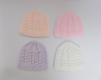 Hand Knitted Baby Hat,  Newborn Baby Hat,  Shimmer Newborn Baby Beanie Hat