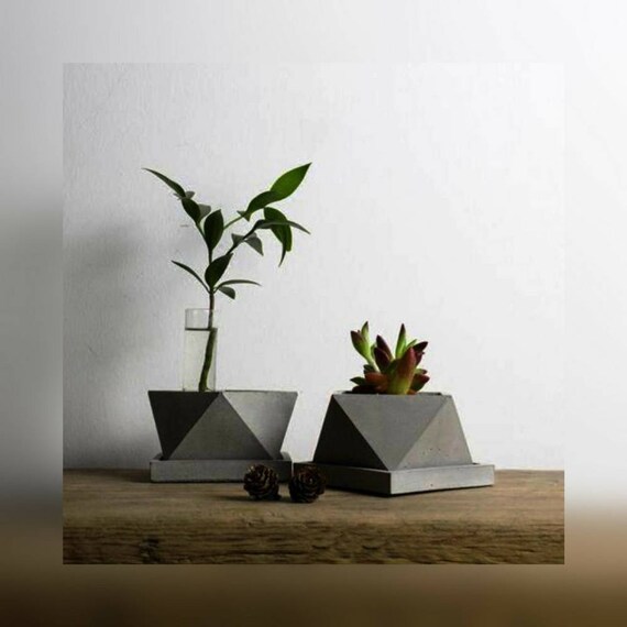 Geometric Polygon Concrete Planter Silicone Mold Potting Etsy