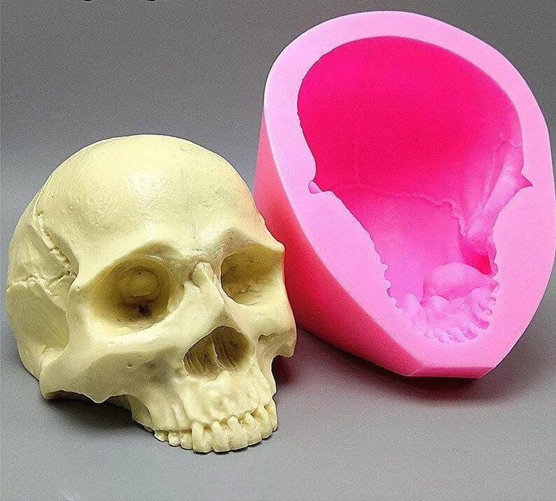 Silicone Mold Human Skull Head Halloween Cake Decorating Tools DIY Skull Candle Chocolate Gypsum Silicone Mold