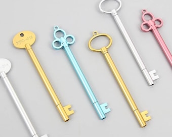 36pcs/lot 0.38mm Vintage Plastic Key Shaped Gel Pen Creative Cute Key Pens For Kids as School Writing Supplies