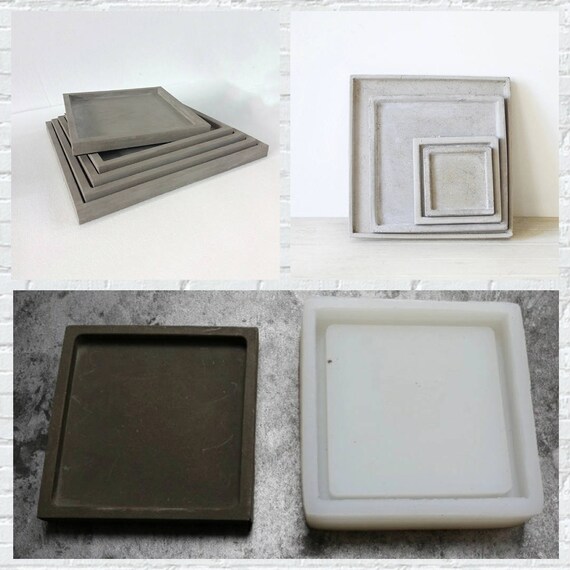 Square Plate Diffe Sizes Silicone Molds Flower Tray Concrete Diy Garden Planter Mold