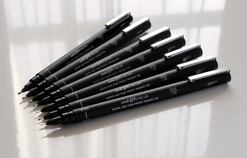 BLACK Uni PIN fine line drawing pen 005 x 12 pcs