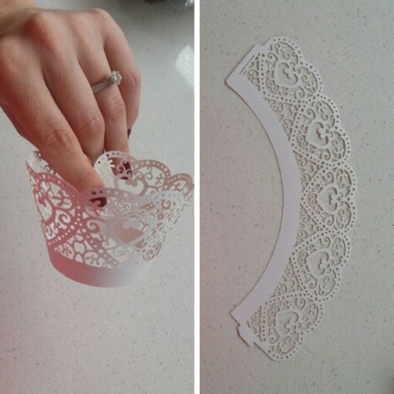 Ouneed /® Liner Baking Cup Muffin 50pcs Lace Laser Cut Cupcake Wrapper Liner Baking Cup Muffin White