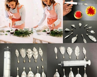 3D Jelly Art Tools and 1 Pieces Syringes Jelly Cake Jello Art Gelatin Tools Puding Nozzle Leaves