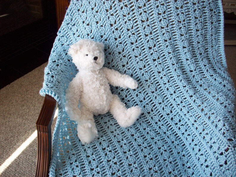 Baby Blanket Crochet Crib Blanket Soft Blue bundle of Etsy