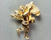 GIVENCHY Large 1990 39 s Cherub Brooch Playing a Harp