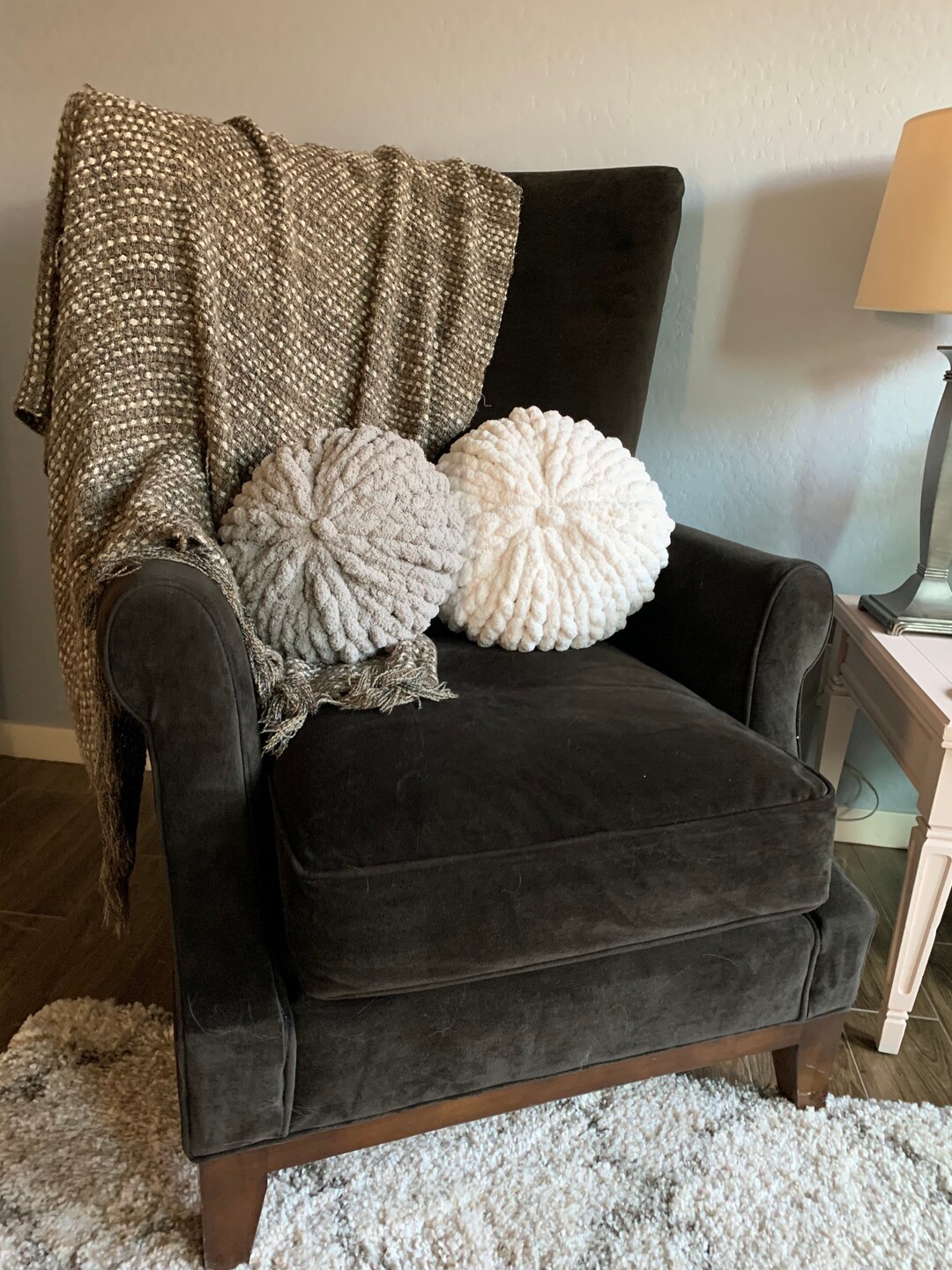 Chunky Knit Round Pillow Etsy