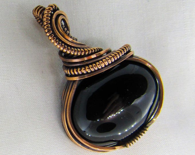 Jet Wire Wrapped in Copper Pendant, Wrapped in Copper, Wire Wrapped ...