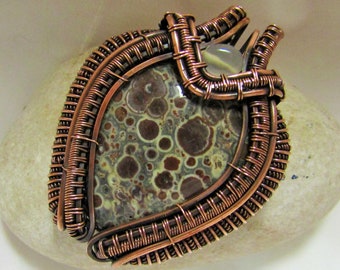 Asteroid Jasper in Copper Pendant, Wire Wrapped Pendant, Wire Wrapped Jewelry, Heady Wrapped Pendant, Copper Jewelry, Gift for Her